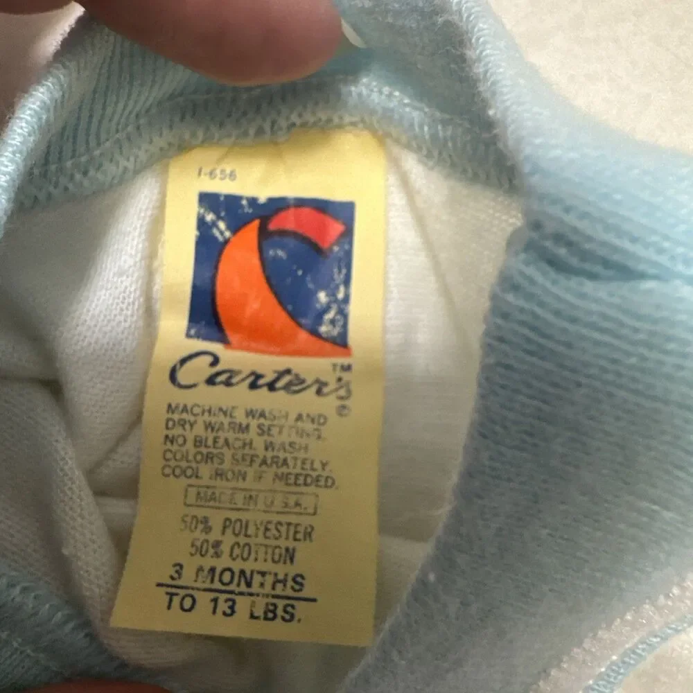 VTG 1970s Carters Baby Boy Blue Bubble Romper Sunsuit Bear To 13 LBS 3 Months